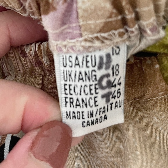 Vintage Midi Skirt Geometric print Lime green Lavender Tan Black Sz 16 - Picture 5 of 8